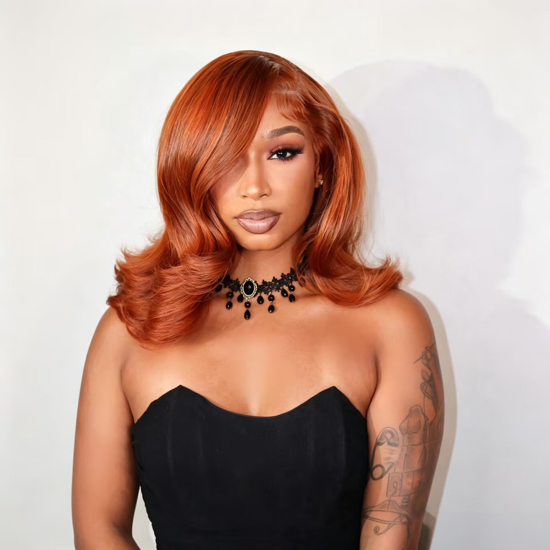 Zlike Copper Brown Body Wave 7x5 Lace Glueless Pull & Go Wig Pre-Styled with Layers