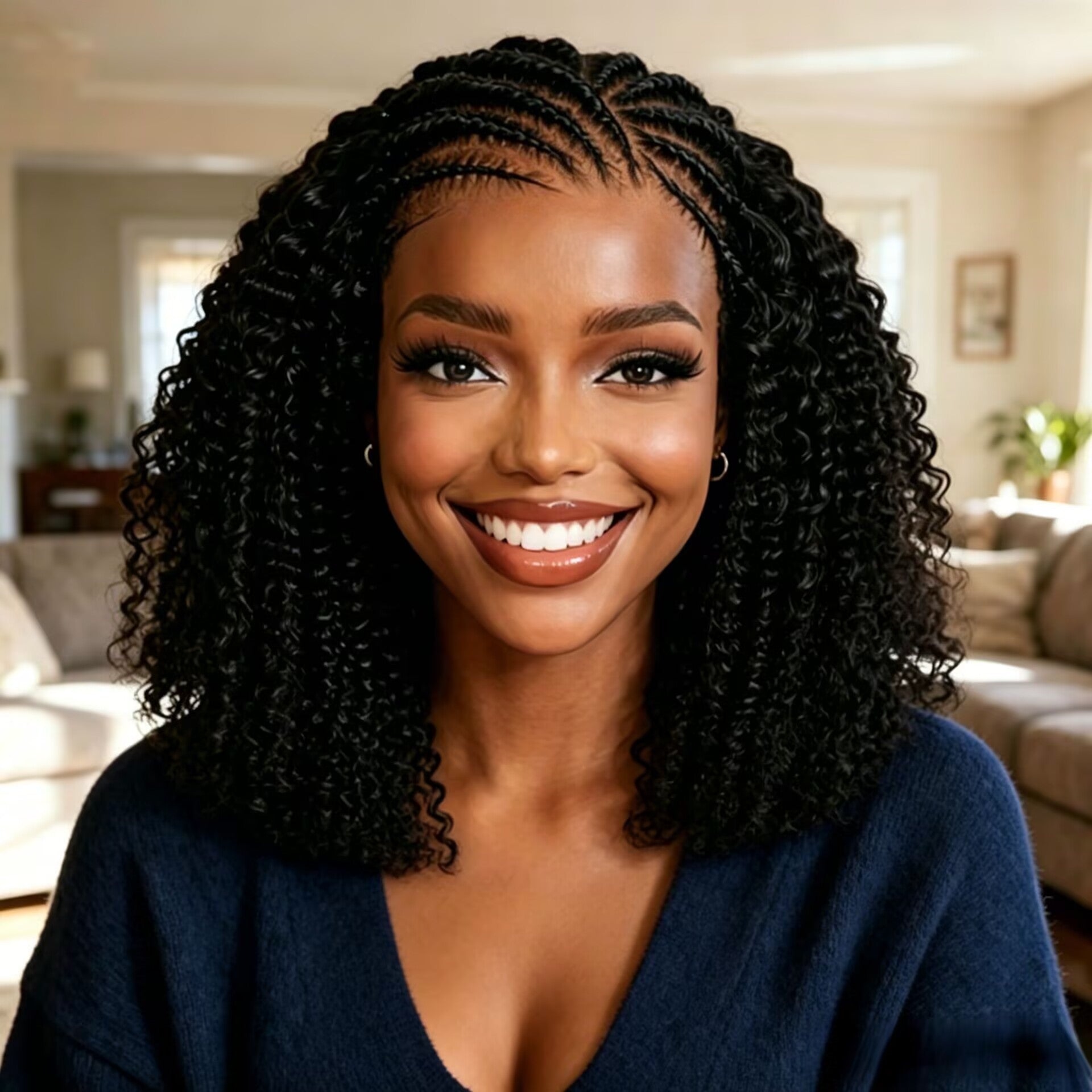 Zlike Afro Curly Glueless Wig 7x5 Lace Wear Go Wig Pre-Braided Pre-Cut Bleached Knots Elastic Drawstring Snug Fit Human Hair Wig