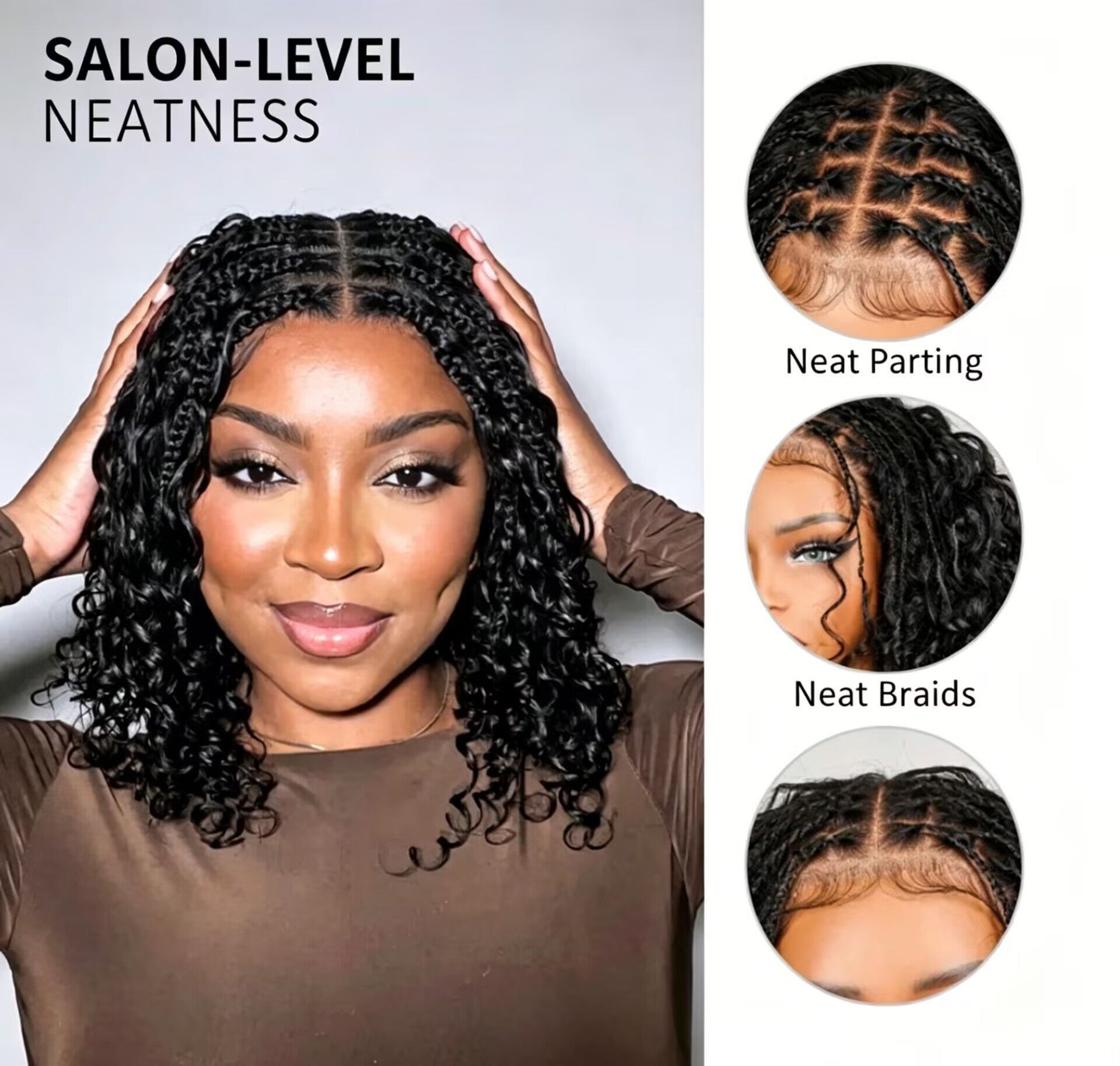 Zlike Boho Braids Water Wave Human Hair Wig Glueless 7x5 Closure Lace Wig Pre-Braided Pre-Cut HD Lace