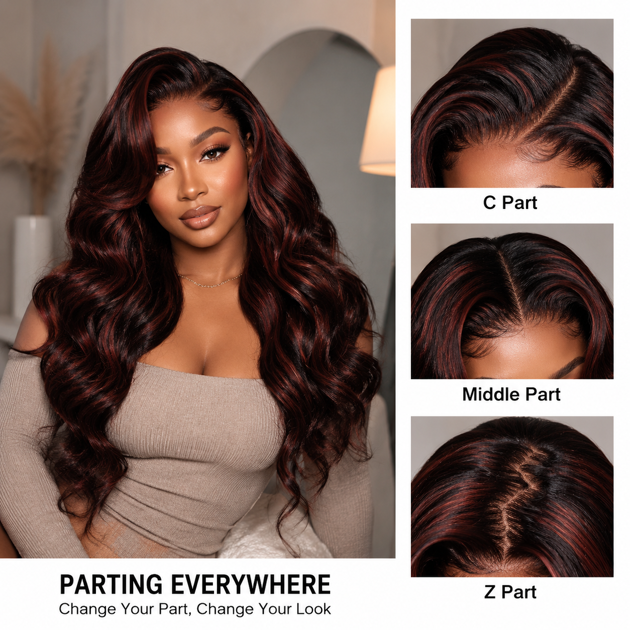 Zlike Natural Black With Highlights Body Wave Wig 7x5 Lace Front Glueless Human Hair Wig Pre-Cut Lace Beginner Friendly