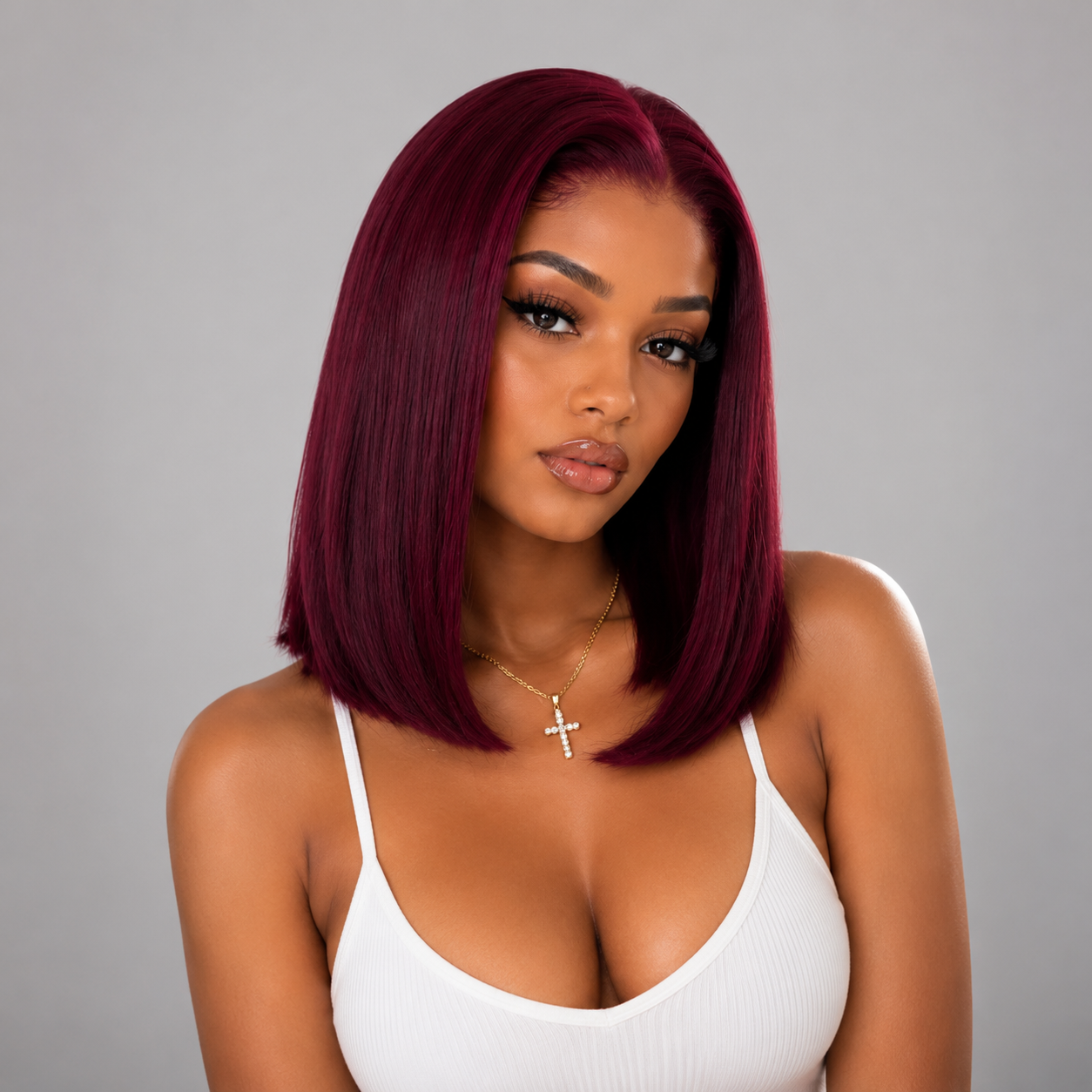 Zlike Glueless Dark Plum Bob Wig 7x5 HD Lace Front Invisible Knots Pre-Cut Lace Beginner Friendly Human Hair Wig