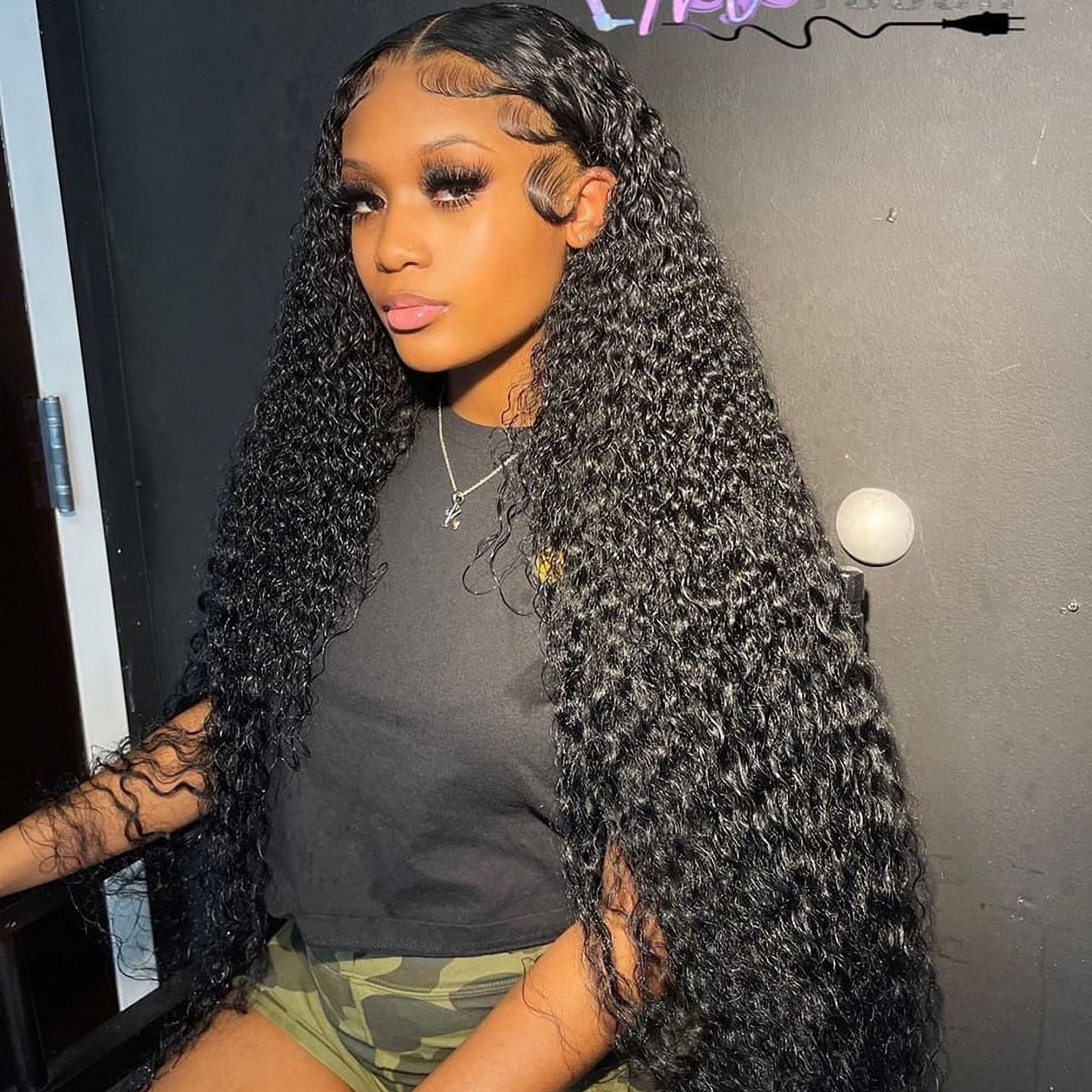 Zlike Pull Go Water Wave 13x6 Pre Cut Lace Front Wigs Natural Black Human Hair Pull To Wear Wigs