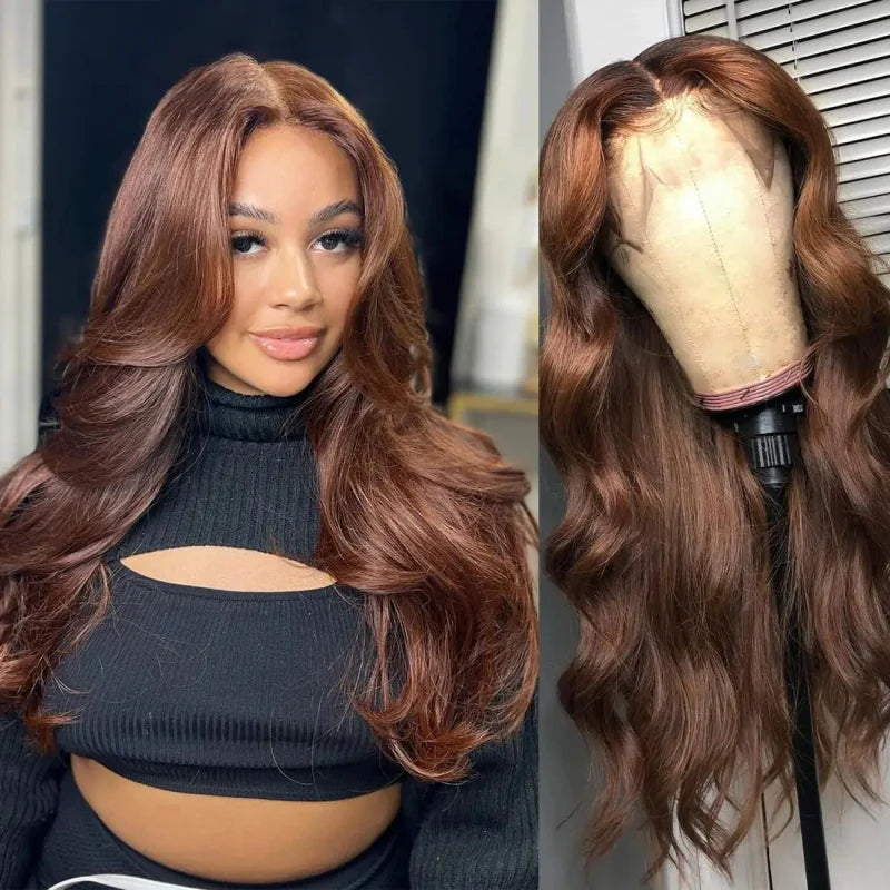 Chocolate Brown #4 Body Wave Wig Lace Front Wigs With Baby Hair For Women-Zlike