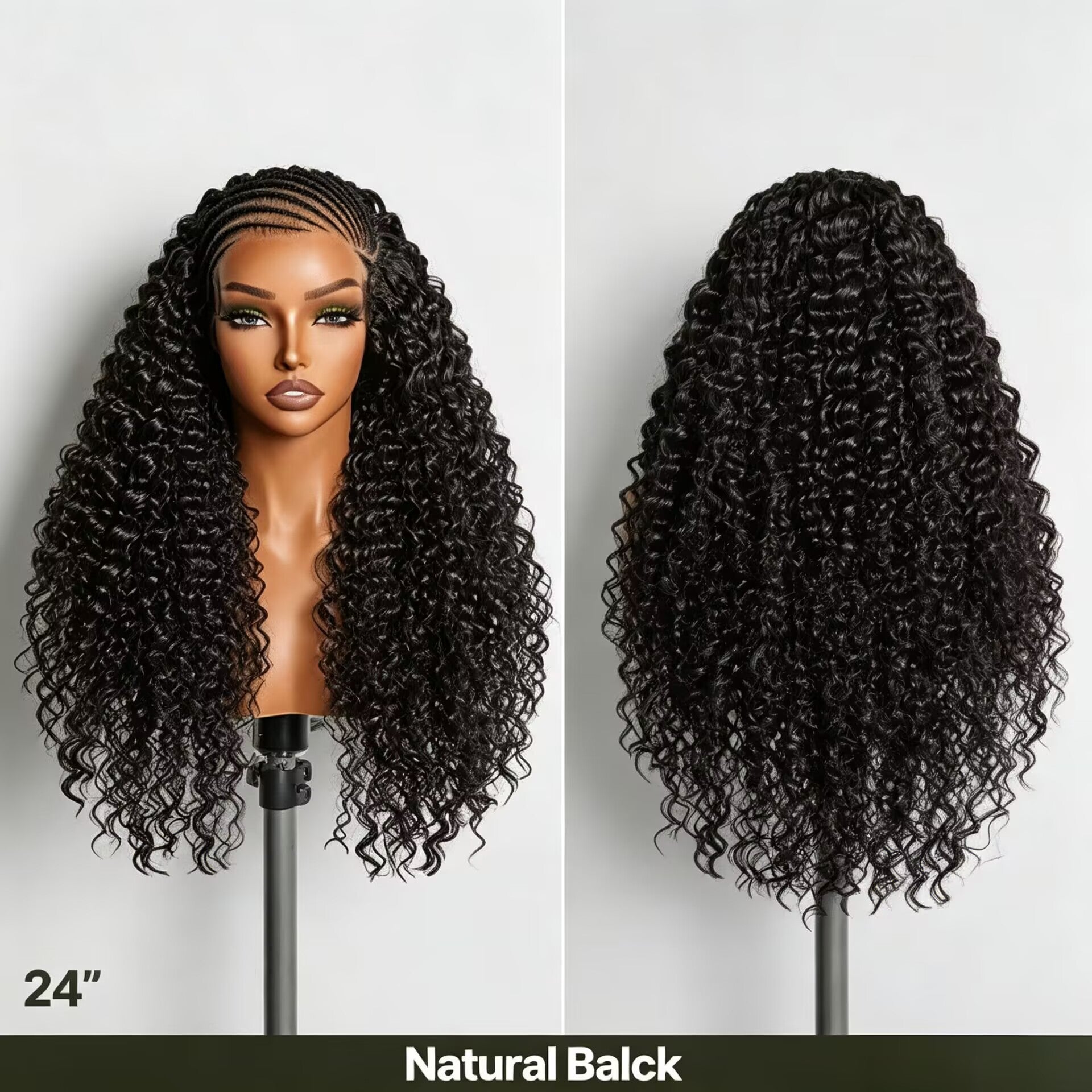 Zlike 13x6 Frontal Lace Braid Wig Pre-Braided Glueless Human Hair Wig with Natural Baby Hair Full Volume