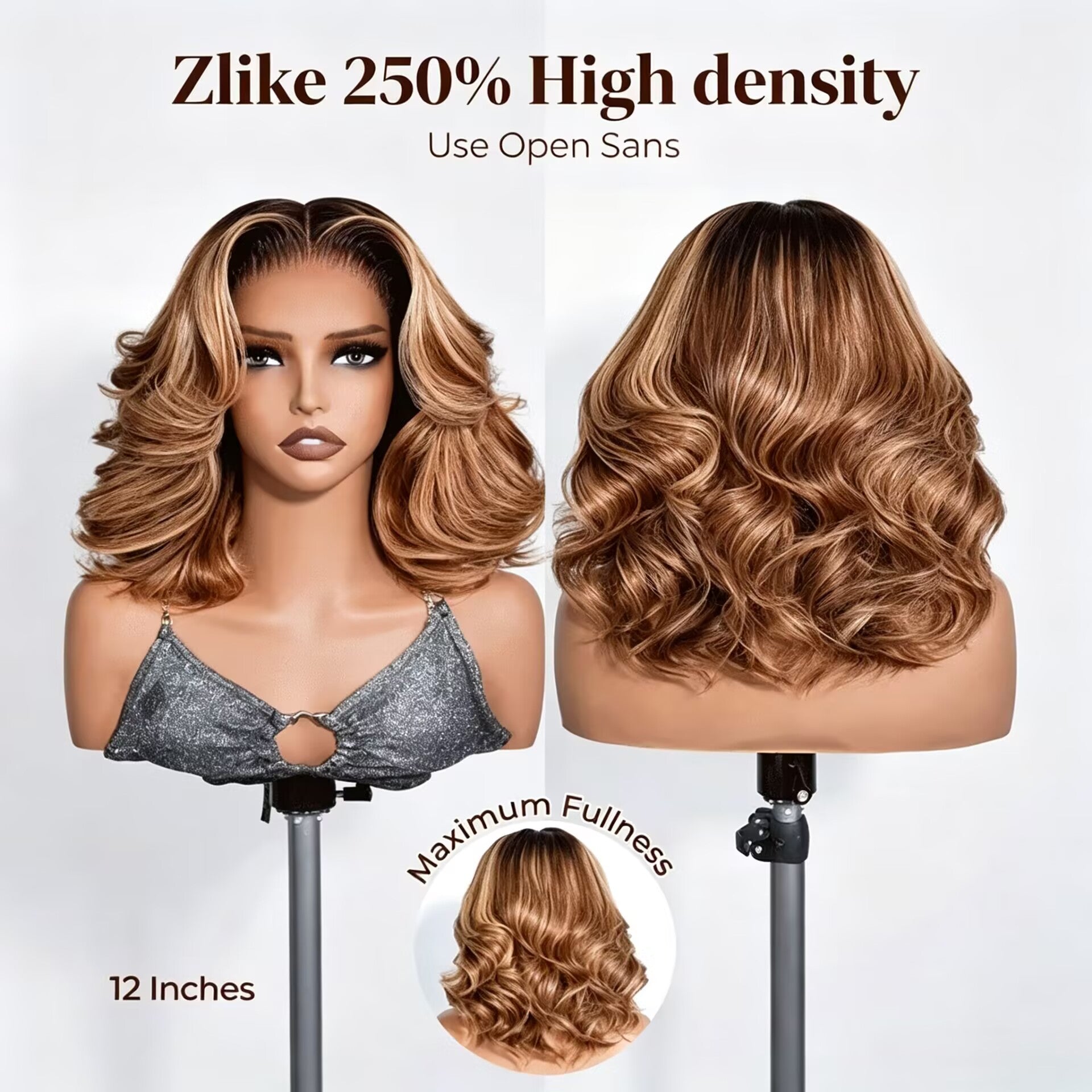 Zlike 7X5 Ombre Highlight Honey Blonde Glueless Bob Wig Loose Body Wave Human Hair Wig With Drawstring