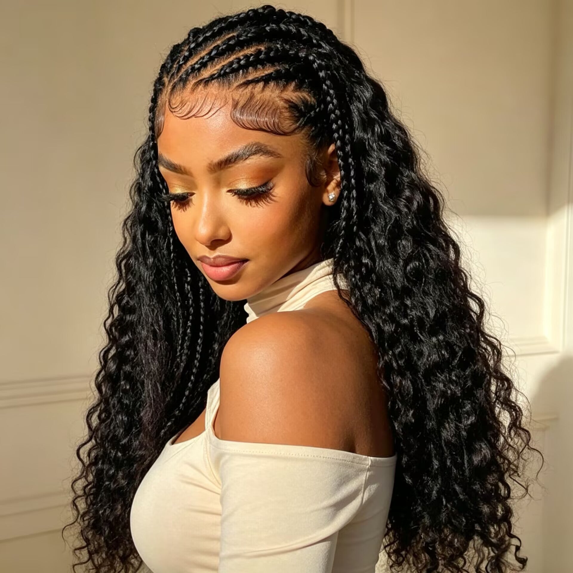Zlike Pre Braided Deep Wave Human Hair Wig 13x6 HD Lace Front Glueless Drawstring Wig Pre Cut Lace Ready to Wear