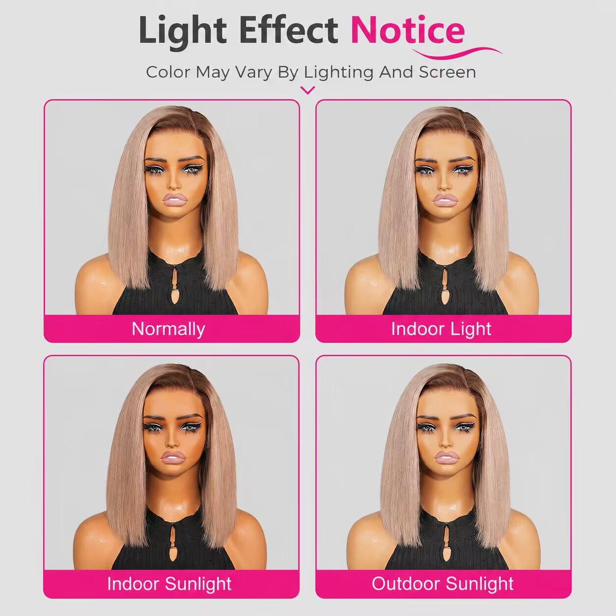 Zlike 7x5 Pre-Cut Lace Glueless Straight Bob Wig Ash Blonde Ombre Human Hair Wig with Invisible Knots