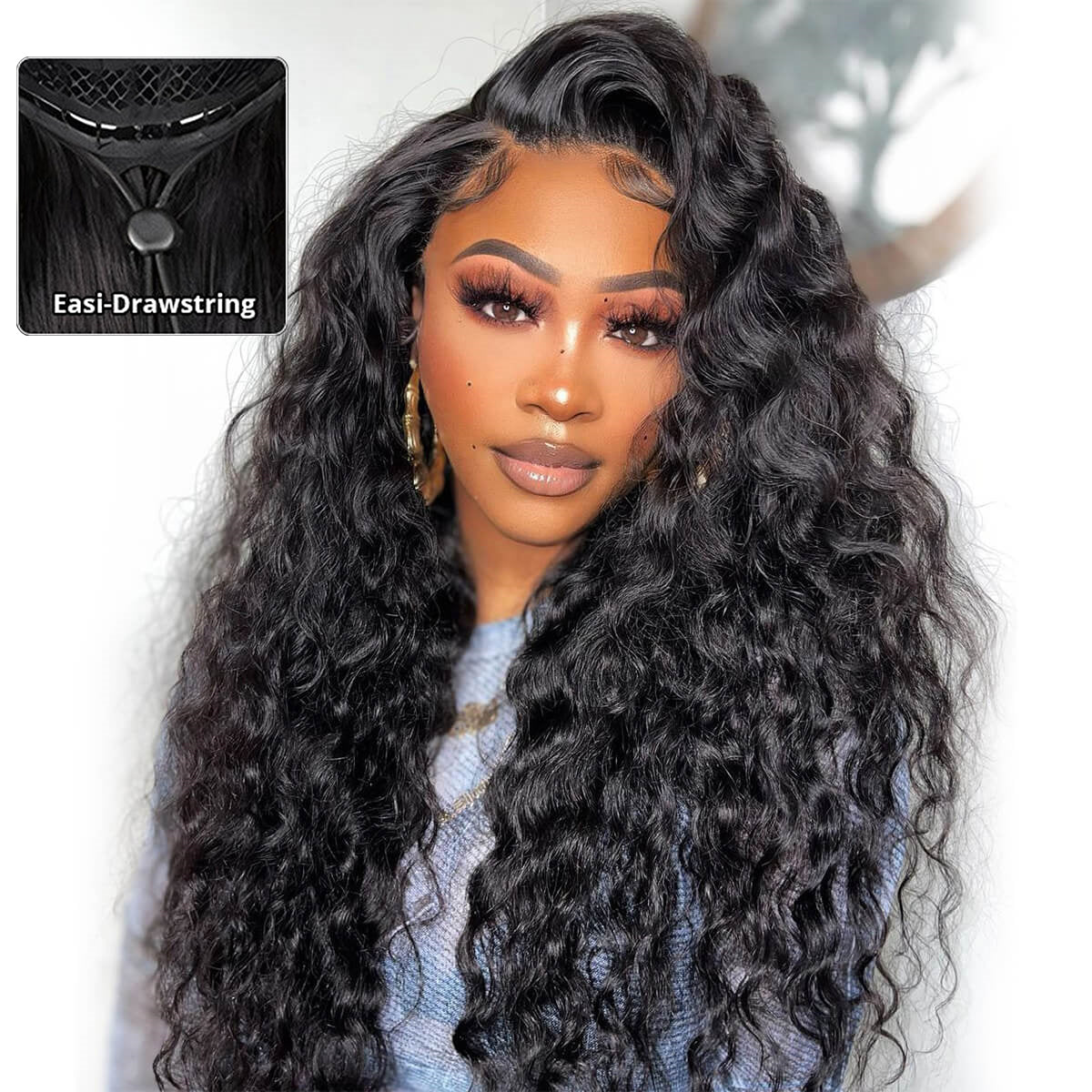 Zlike Pull Go 13x6 Pre Cut Lace Front Wigs Deep Wave Natural Black Human Hair Pull To Wear Wigs