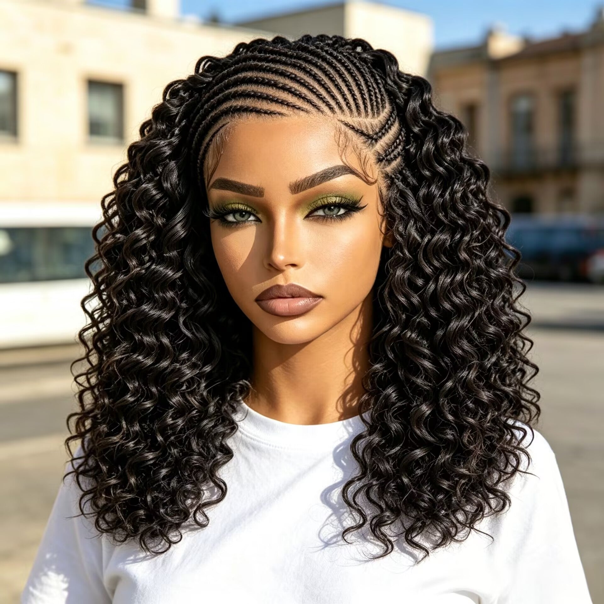 Zlike 13x6 Frontal Lace Braid Wig Pre-Braided Glueless Human Hair Wig with Natural Baby Hair Full Volume