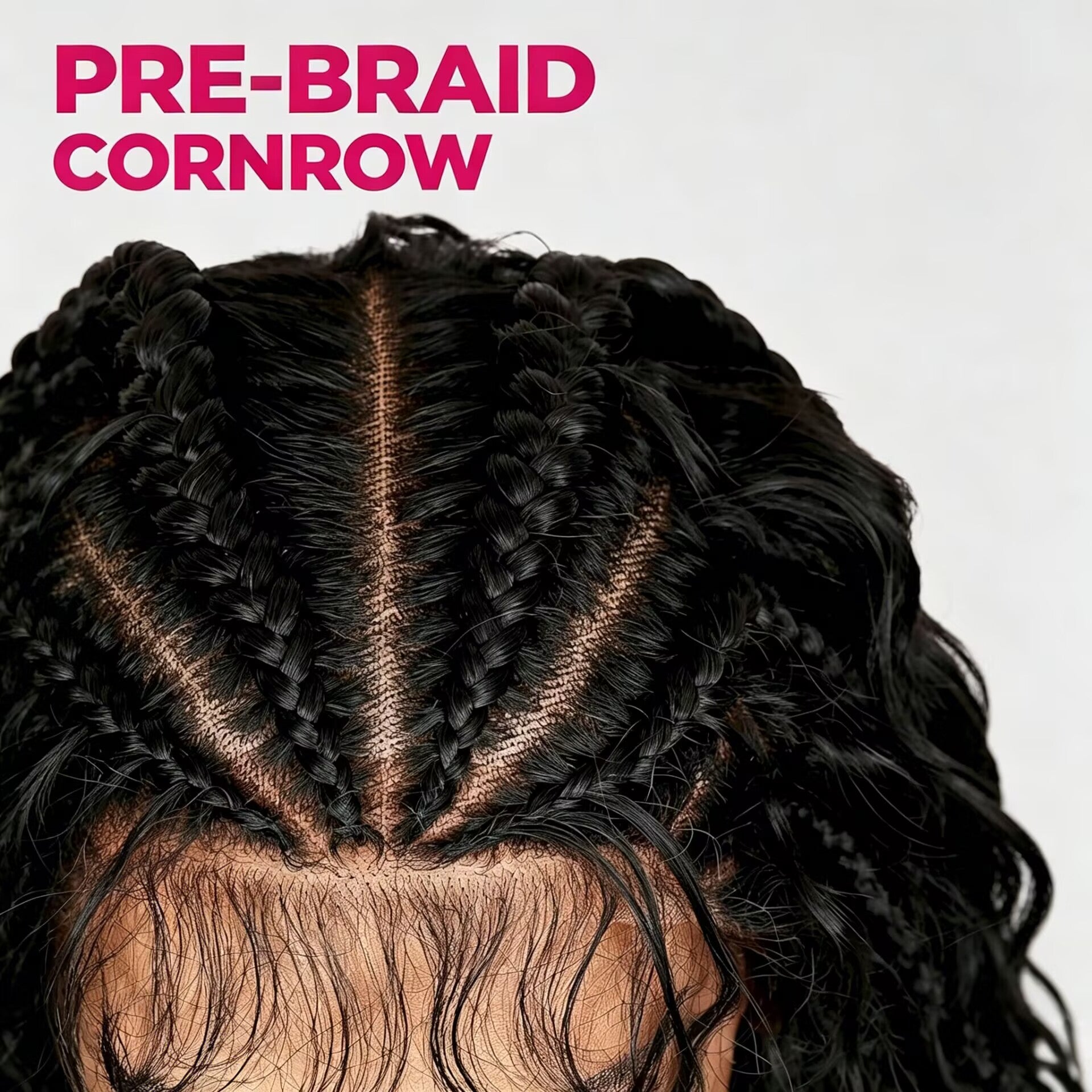 Zlike 13x6 Lace Front Cornrow Curly Boho Braids Wig Natural Black with Face Framing Pre Plucked Glueless Lace Frontal Wig with Baby Hair