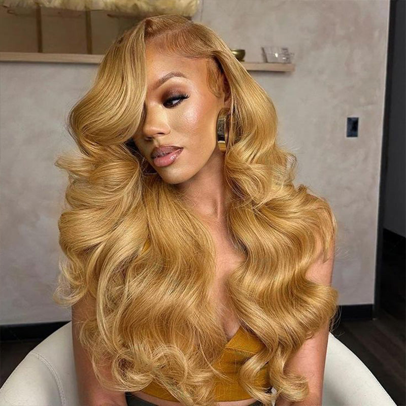Honey Blonde #27 Body Wave Human Hair Wigs Pre Plucked Lace Front Wig-Zlike