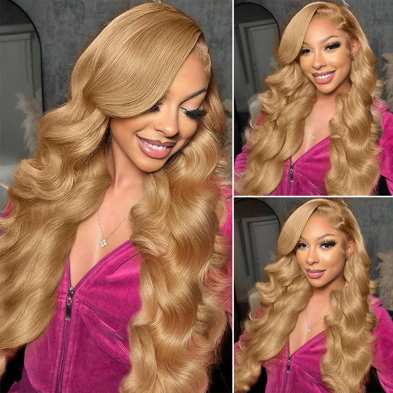 Honey Blonde #27 Body Wave Human Hair Wigs Pre Plucked Lace Front Wig-Zlike