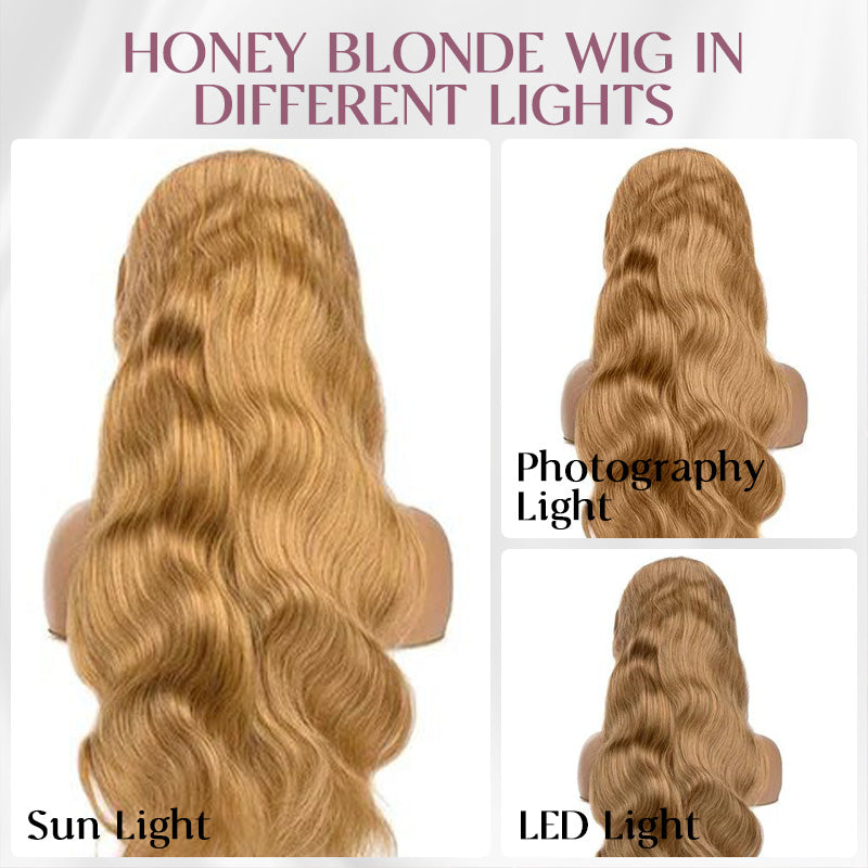 Honey Blonde #27 Body Wave Human Hair Wigs Pre Plucked Lace Front Wig-Zlike