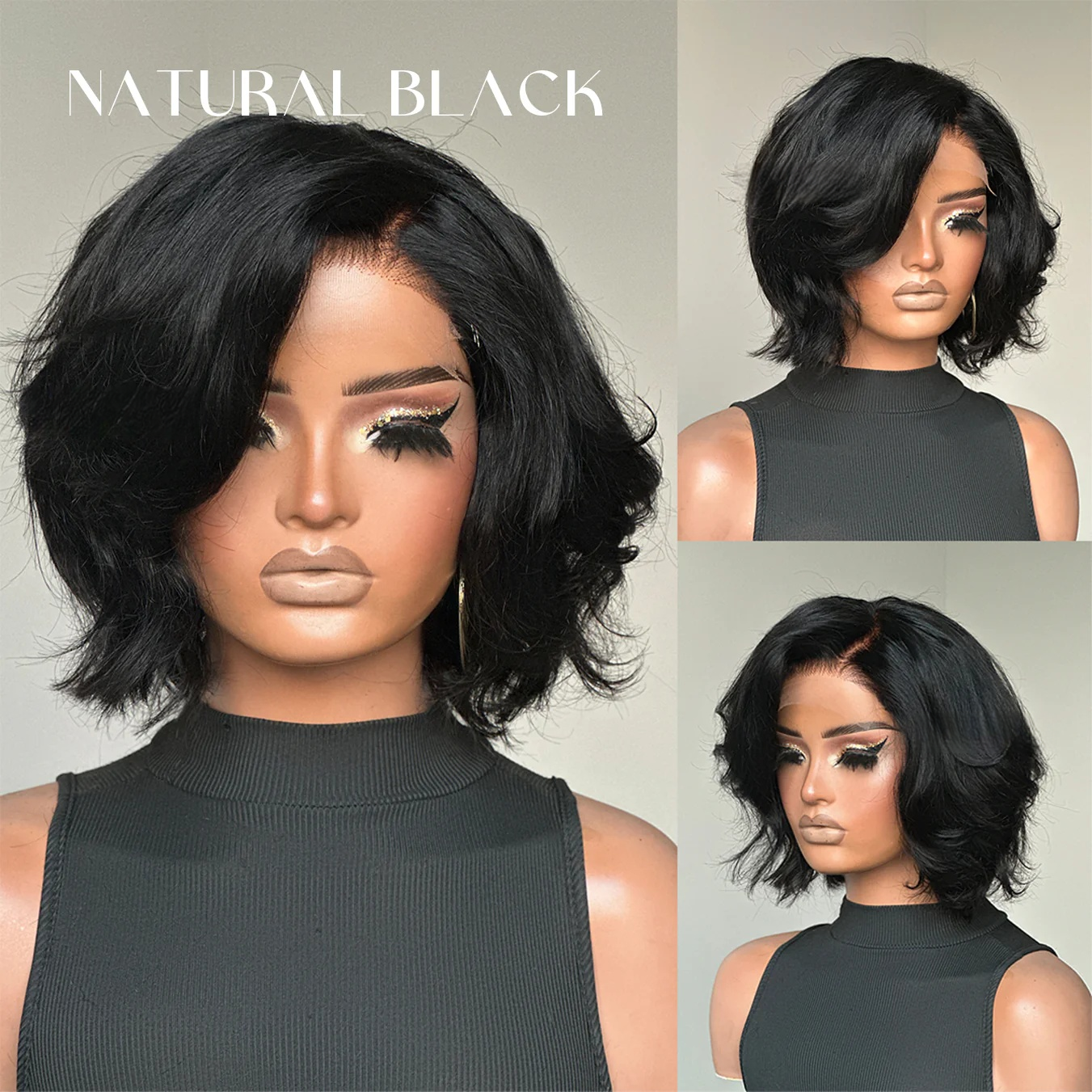 Layered body wave bob wig made with 100% virgin human hair
