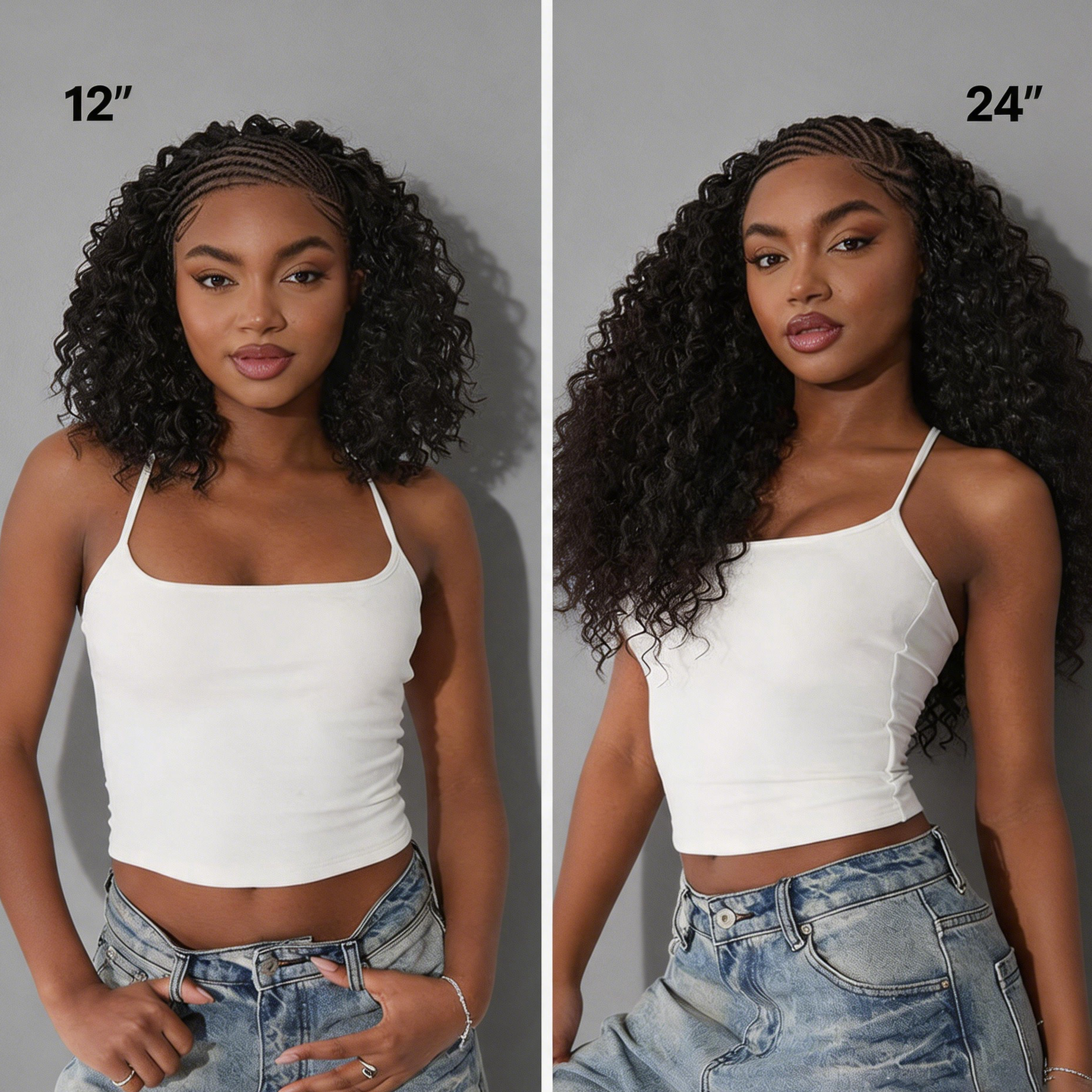 Long Fulani braids glueless wig with deep wave human hair and lace frontal