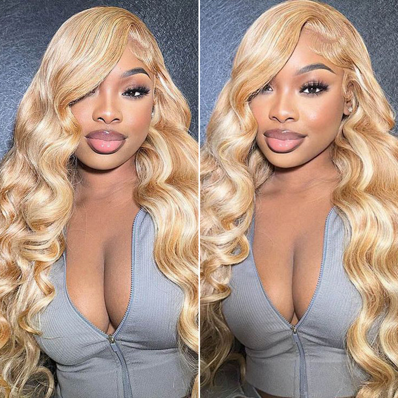 Balayage Honey Blonde Highlights #P27/613 Body Wave/Silky Straight Lace Front Wigs