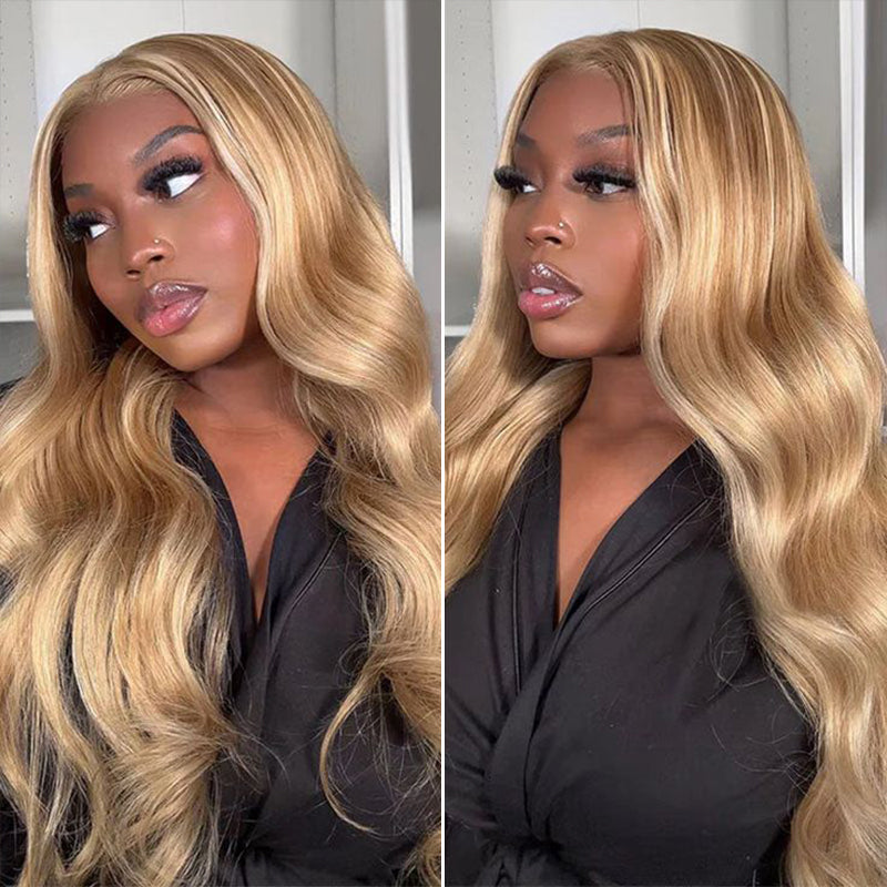 Balayage Honey Blonde Highlights #P27/613 Body Wave/Silky Straight Lace Front Wigs