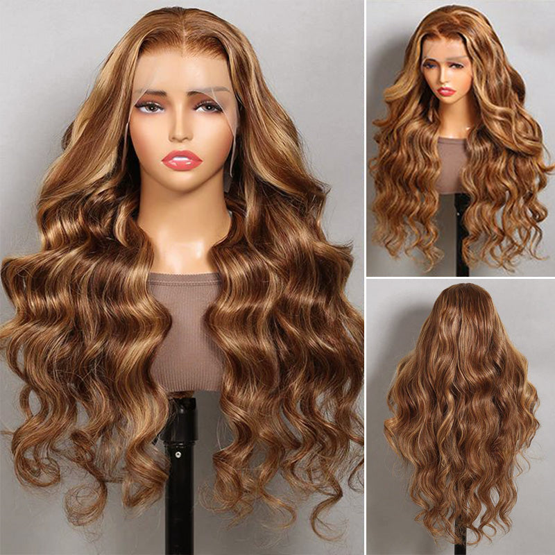 Body Wave Highlight P4/27 Lace Front Wig 100% Virgin Human Hair Wigs For Women
