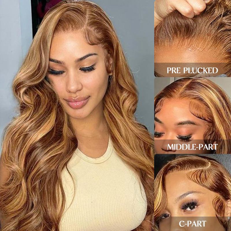 Body Wave Highlight P4/27 Lace Front Wig 100% Virgin Human Hair Wigs For Women