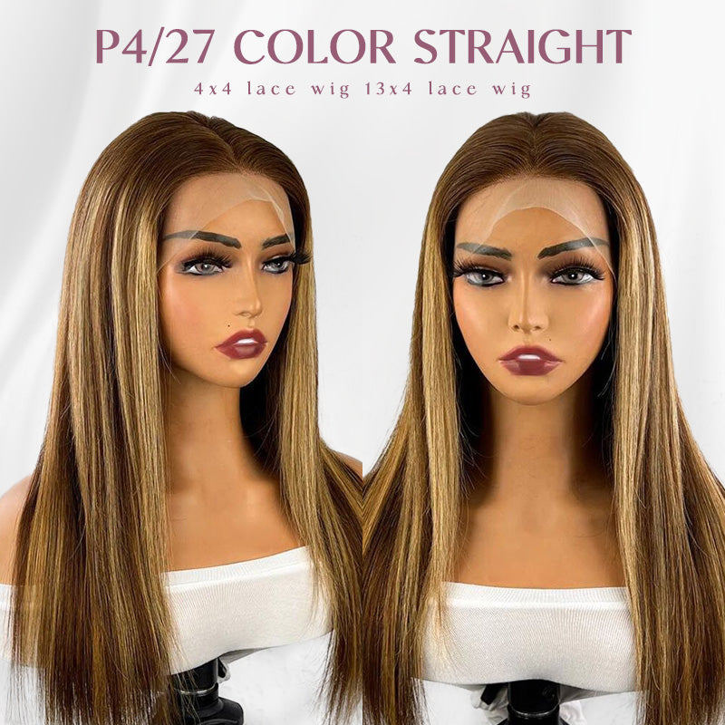 Highlight P4/27 Color Straight Hair Lace Front Wigs with Baby Hair Human Hair Wigs-Zlike
