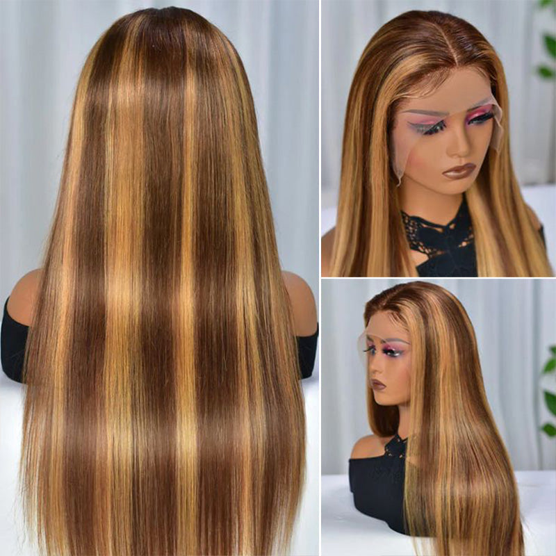 Highlight P4/27 Color Straight Hair Lace Front Wigs with Baby Hair Human Hair Wigs-Zlike