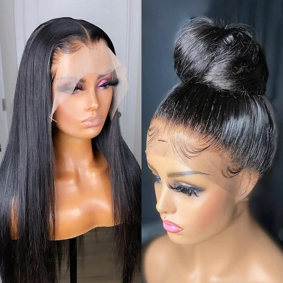 Code: ZL100F | 360 Lace Frontal Wig Transparent Lace Straight Virgin Human Hair Wigs Pre-Plucked With Baby Hair