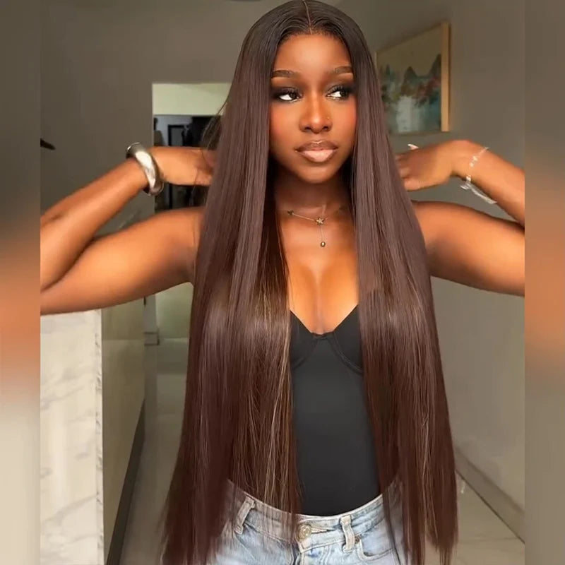 Zlike Vietnamese Brown Bone Straight 13x4 Lace Front Virgin Human Hair Wigs