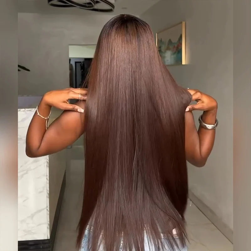 Zlike Vietnamese Brown Bone Straight 13x4 Lace Front Virgin Human Hair Wigs