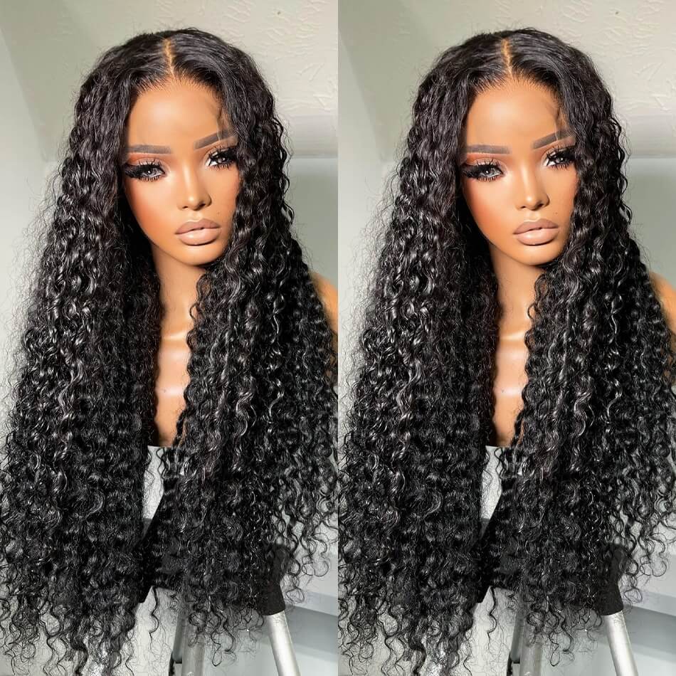 Zlike Pull Go Water Wave 13x6 Pre Cut Lace Front Wigs Natural Black Human Hair Pull To Wear Wigs