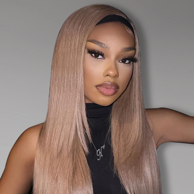 Pre Plucked Light Flaxen Brown Cozy Blonde Straight Transparent Lace Human Hair Wigs With Baby Hair