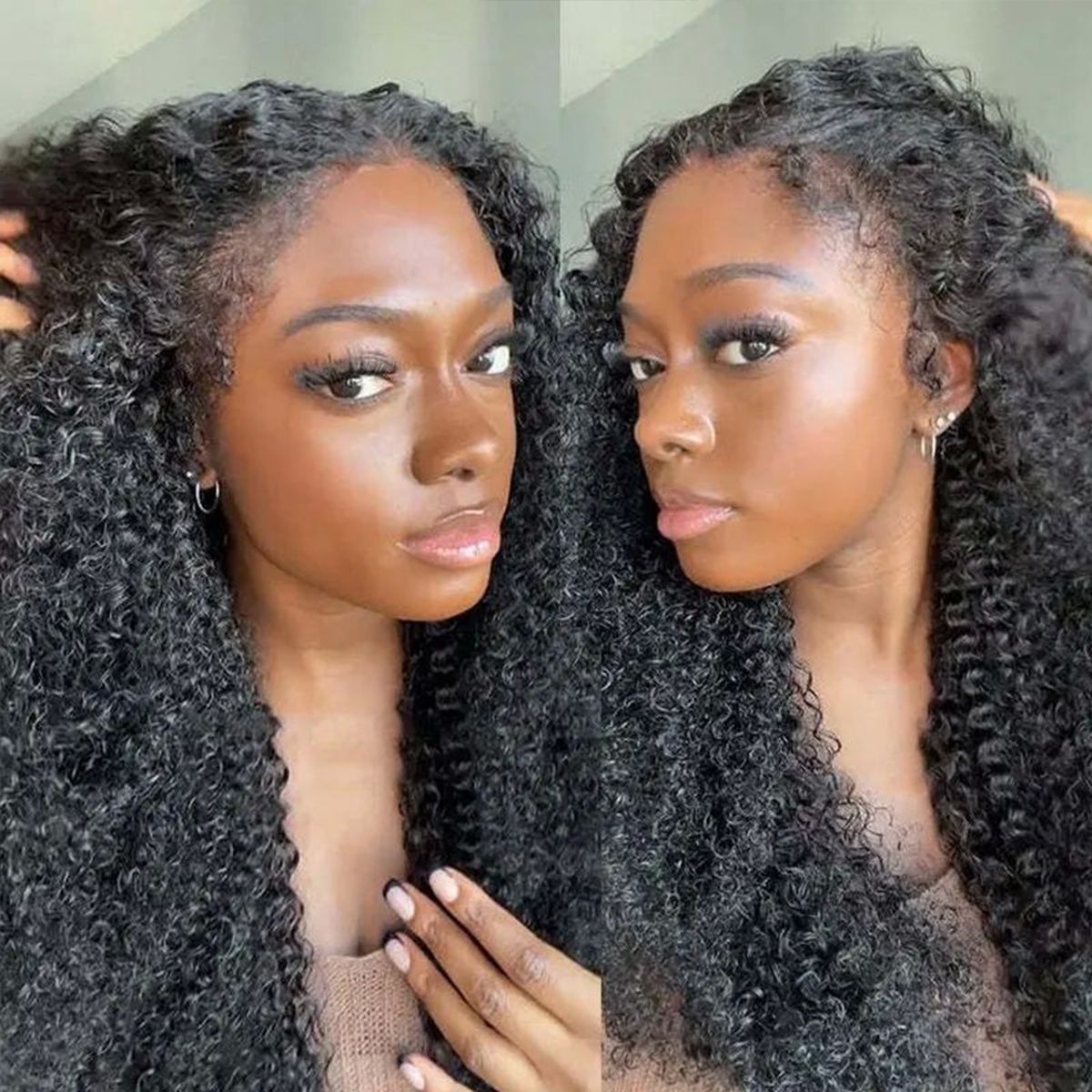 Zlike 4C Curly Edge Pre Cut Lace Closure Wigs 250% Density Human Hair Glueless Wigs