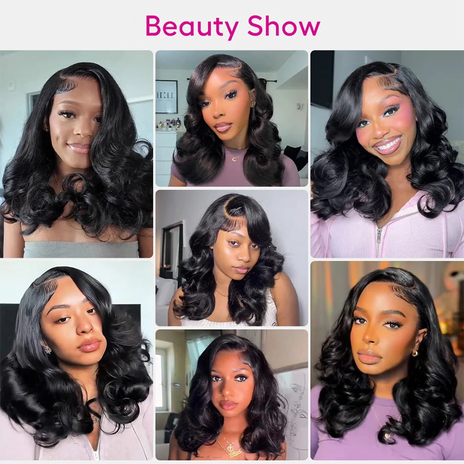 Zlike 250% Density Elegant Layered Cut Shoulder Length Loose Wavy Glueless Human Hair WIgs Full And Bouncy