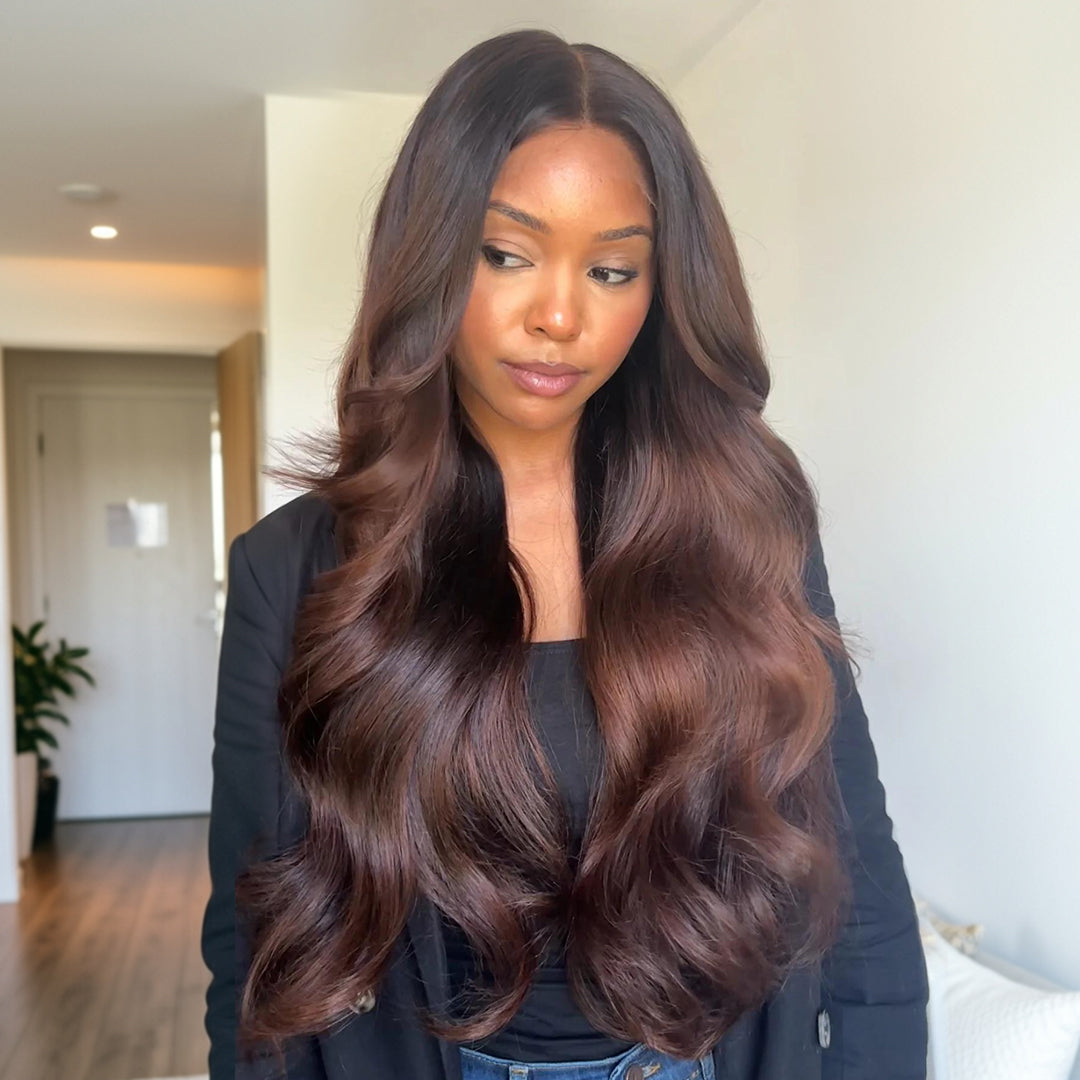 Zlike 7x5 glueless chestnut brown ombre human hair wig