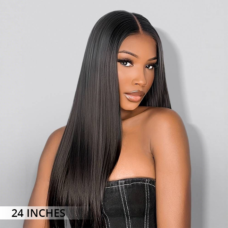 Zlike 300% Density Straight Wigs Transparent Lace 100% Human Hair Pre Cut Lace Front Wigs Glueless