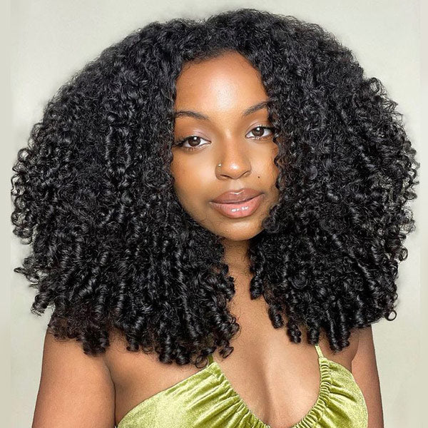 Zlike Burmese Curly Transparent Glueless Lace Front Wigs 100% Virgin Human Hair For Women Wear Go Wigs