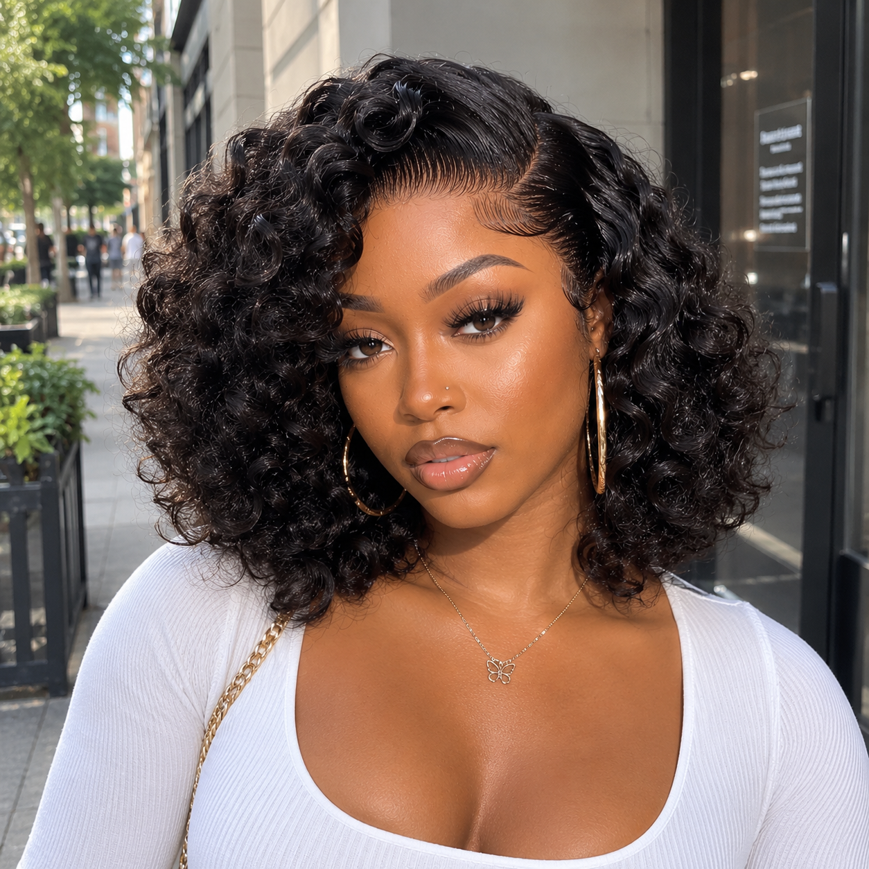 Zlike Bouncy Romance Curly Lace Front Human Hair Wig Ready To Wear Wedding Style