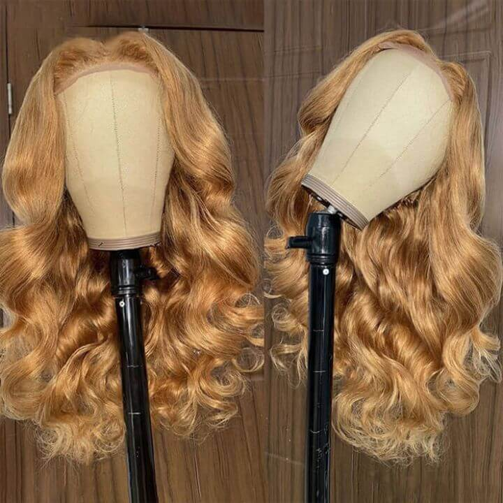 Clearance Sale | #27 Honey Blonde Body Wave Wigs Transparent Lace Front Virgin Human Hair Wigs