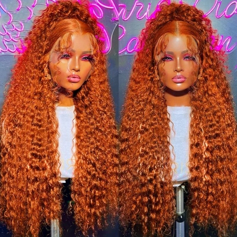 Zlike Ginger #350 Deep Wave 13x4 Lace Wig Frontal Wig Pre Plucked For Women