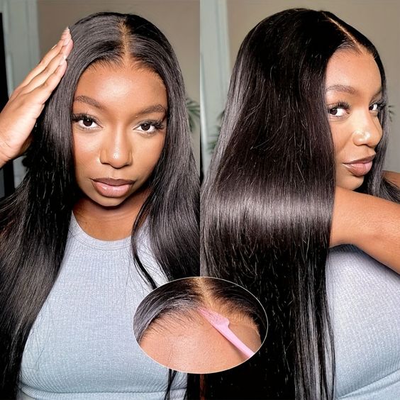 Bleached Knots Glueless 9x6 Straight Human Hair Lace Closure Wigs Pre-Plucked Natural Hairline