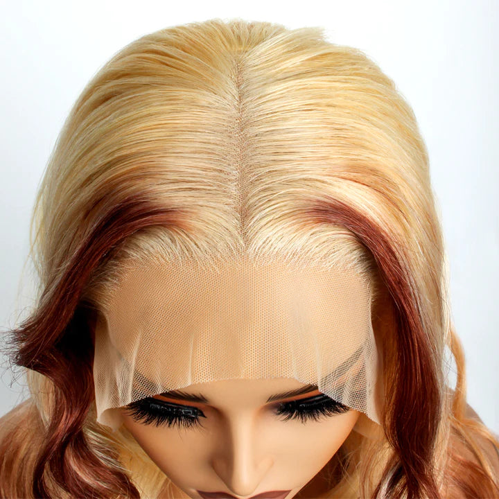 Code: ZL100F | Body Wave 613 Blonde With Brown Highlight Lace Front Wigs With Baby Hair-Zlike