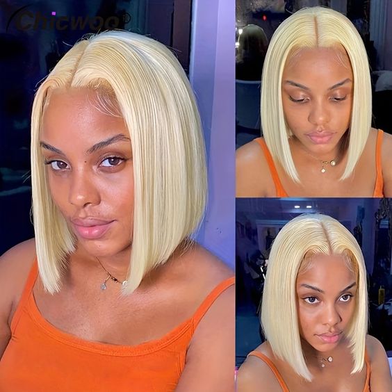 $129/2 Wigs | 8Inch 613 Blonde Straight Bob 4X4 Lace Closure Wig + U Part Glueless Wear & Go Kinky Curly Wig