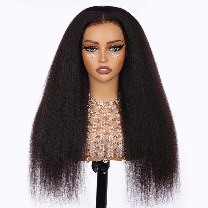 Zlike Kinky Straight Transparent Glueless Lace Front Wigs 100% Virgin Human Hair For Women Wear Go Wigs