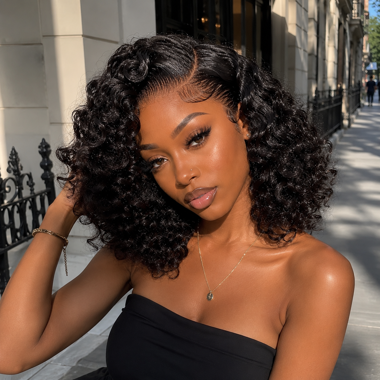 Zlike Bouncy Romance Curly Lace Front Human Hair Wig Ready To Wear Wedding Style