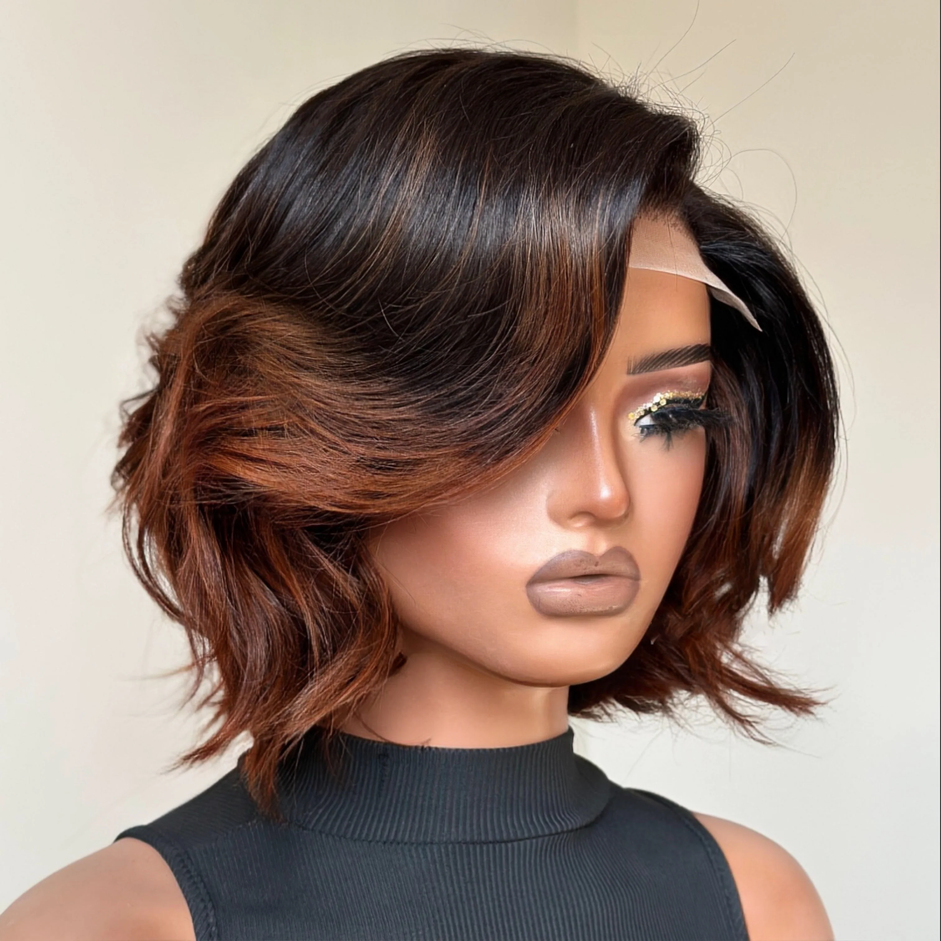 Zlike Layered Cut Bob Wigs Pre Plucked Body Wave Transparent Lace Closure Human Hair Wigs