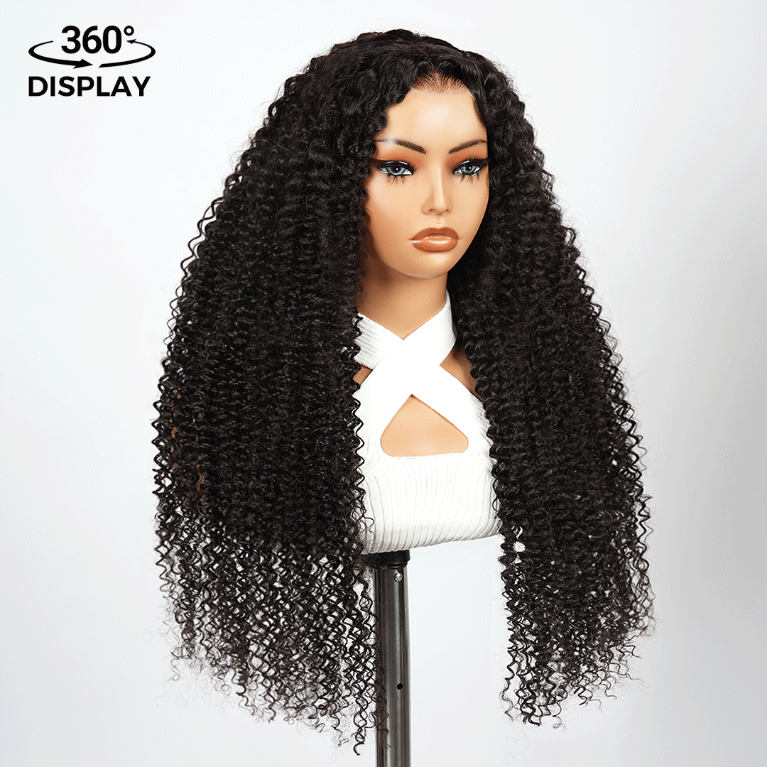 300% Density Deep Curly Transparent Lace Front Wigs Thick Fluffy Virgin Human Hair Wigs