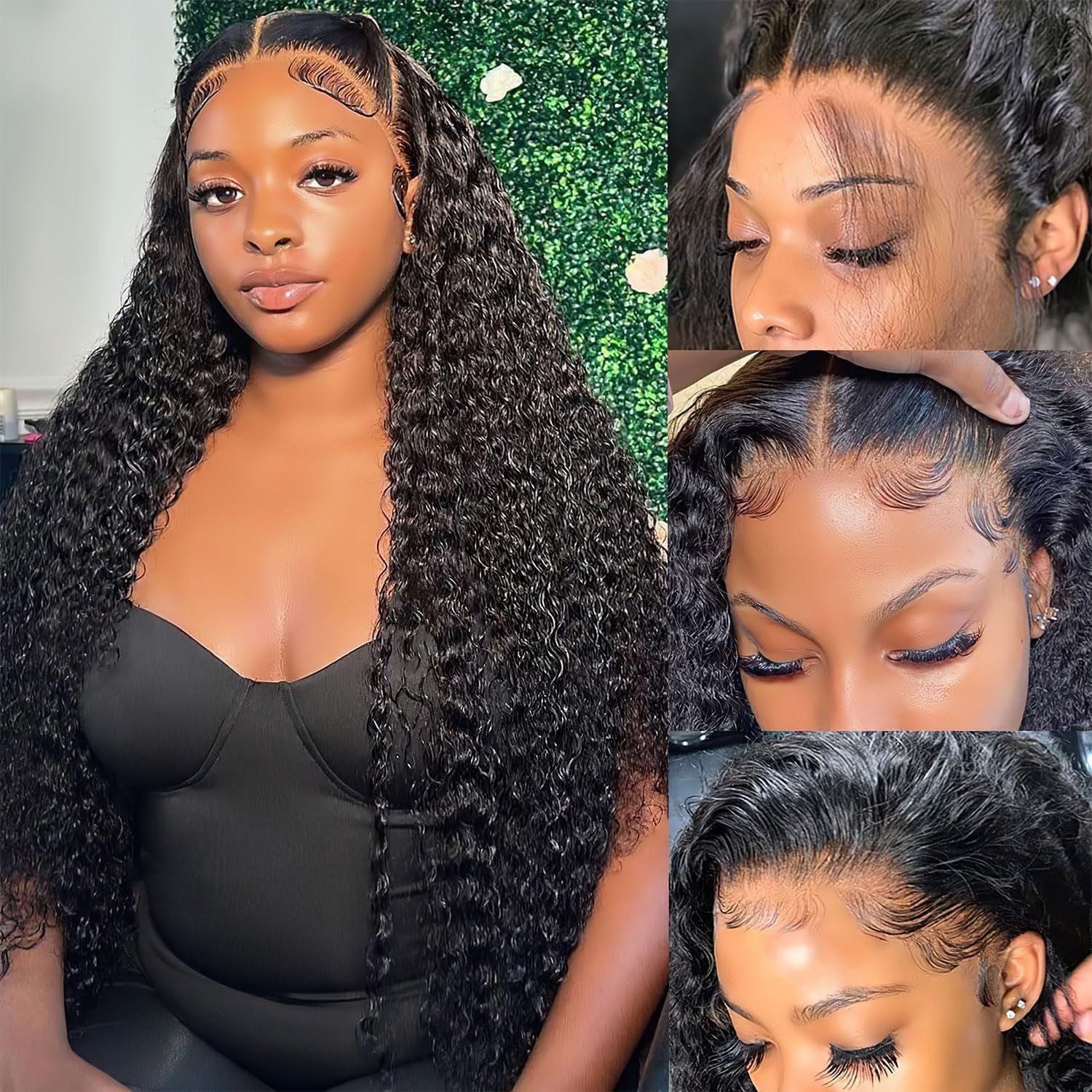 Zlike Pull Go Kinky Curly Natural Black 13x6 Pre Cut Lace Front Wigs Human Hair Pull To Wear Wigs