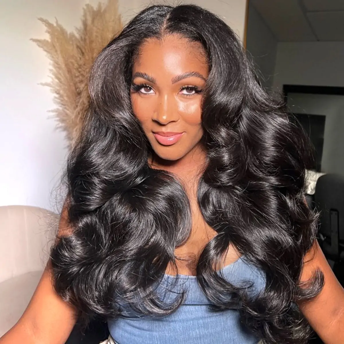 Zlike Pull Go Body Wave Natural Black 13x6 Pre Cut Lace Front Wigs Human Hair Pull To Wear Wigs