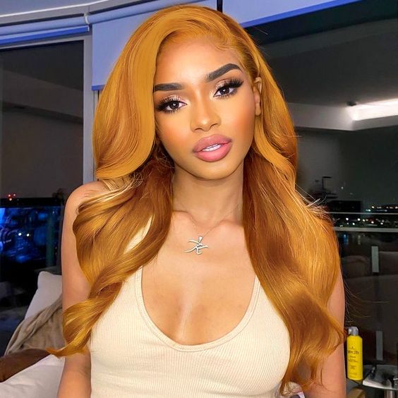 Zlike Ginger Lemon Yellow Spring Colored Lace Front Human Hair Wigs Natural Hairline