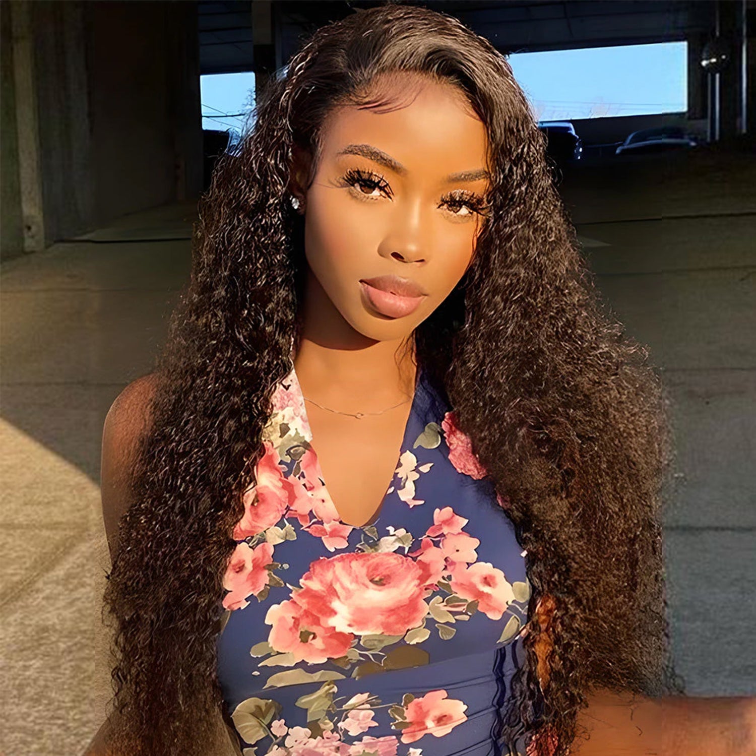 HD transparent lace front wig with a pre-plucked natural hairline, deep wave texture and realistic scalp effect for a seamless finish