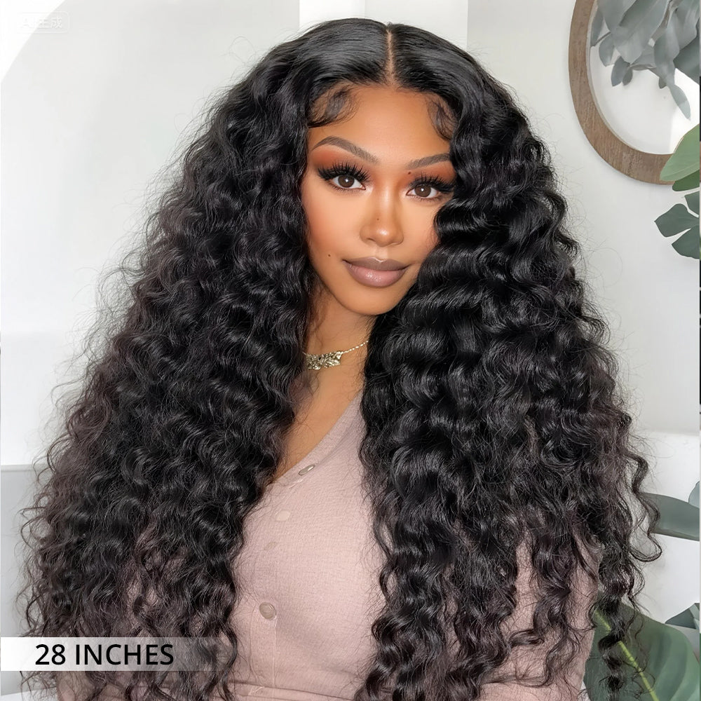 Deep wave lace front human hair wig for women with natural full hairstyle